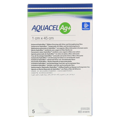 Aquacel Ag+ met versterkende vezels steriel 1 cm x 45 cm - 5 stuks
