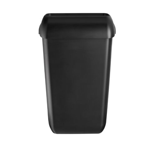 Afvalbak open inworpklep mat zwart 23L Quartz staand en hangend