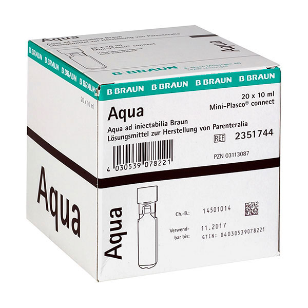 Mini-Plasco Aqua steriel water voor injecties 10ml (20 ampullen)