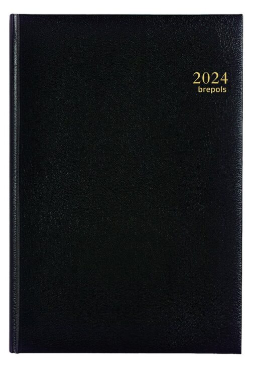 Brepols Bureau-agenda 2024 - OMEGA - LIMA - Weekoverzicht - Zwart - 21 x 29 cm