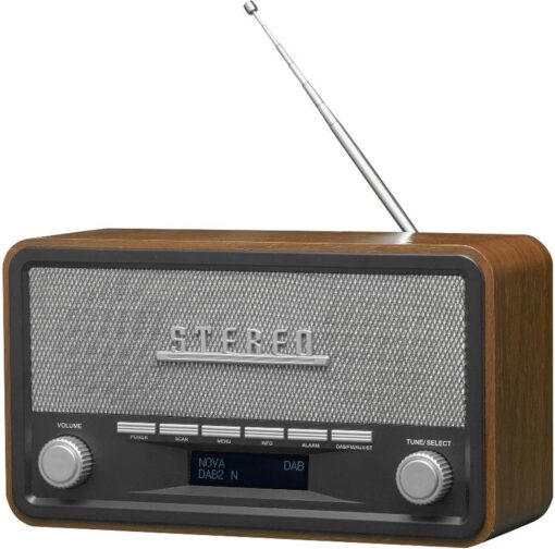 Denver DAB Radio - Model 2023 - Retro Radio - Bluetooth - DAB+/ FM - Dimbaar - Batterijen & Netstroom - DAB18 - Hout - Afbeelding 2