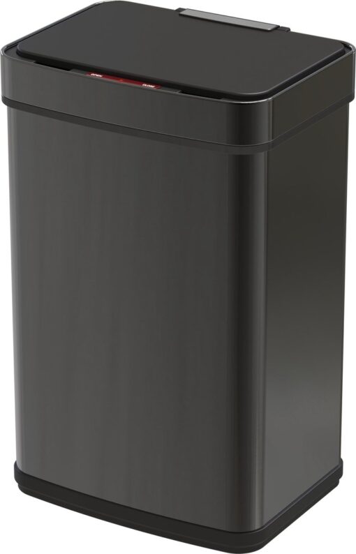 4cookz® Mat Zwarte Sensorprullenbak 60 liter - RVS Prullenbak