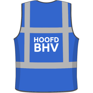 Hoofd BHV veiligheidshesje blauw maat M/L