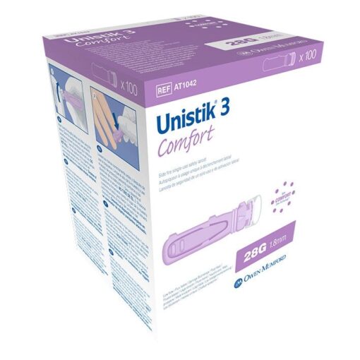 Unistik 3 veiligheidslancetten Comfort 28G Paars - Afbeelding 2