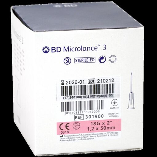 BD Microlance injectienaalden 18G Roze 1,2x50mm 304622 - 100 stuks