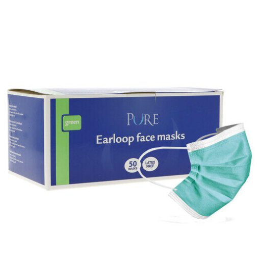 PURE Mondmaskers non-latex type IIR met elastiek groen - 50 stuks