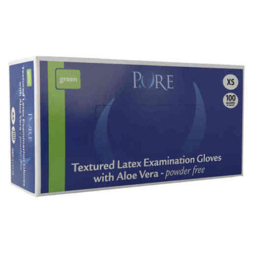 PURE AloeCare latex handschoenen poedervrij groen XS - 100 stuks - Afbeelding 2