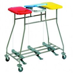 Wasverzamelwagen 3 rings met voetpedaal.  ISEO 30 (met duwbeugel en antilekplaat)