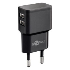USB A oplader | Goobay | 2 poorten (USB A, 12W, Zwart)
